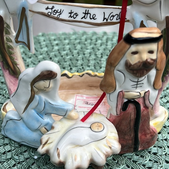 Heather Goldminc Nativity Tea Light Ceramic Blue Sky Christmas Joy to the world - Picture 9 of 10